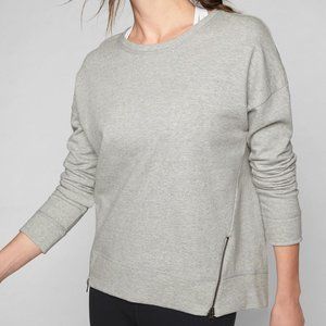 Athleta Gray Pullover Side Zip Crewneck